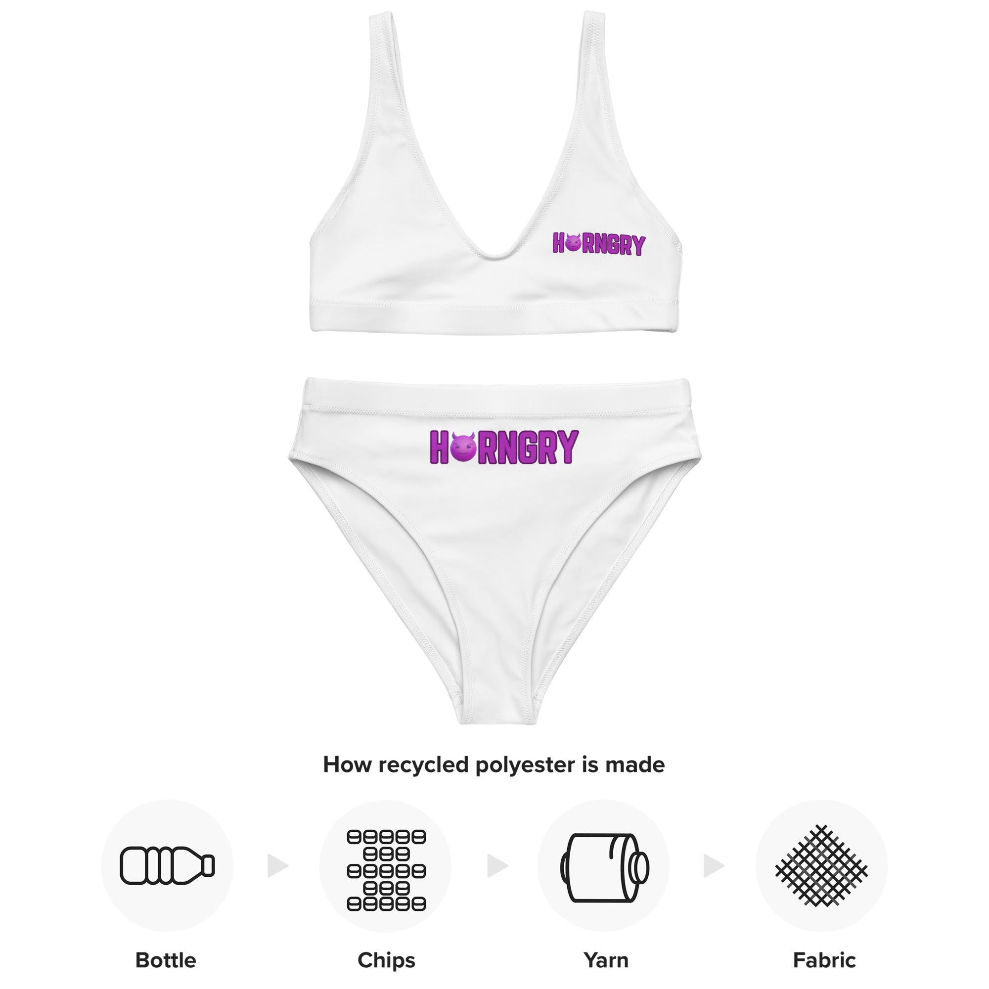 Horngry white - Recycled high-waisted bikini