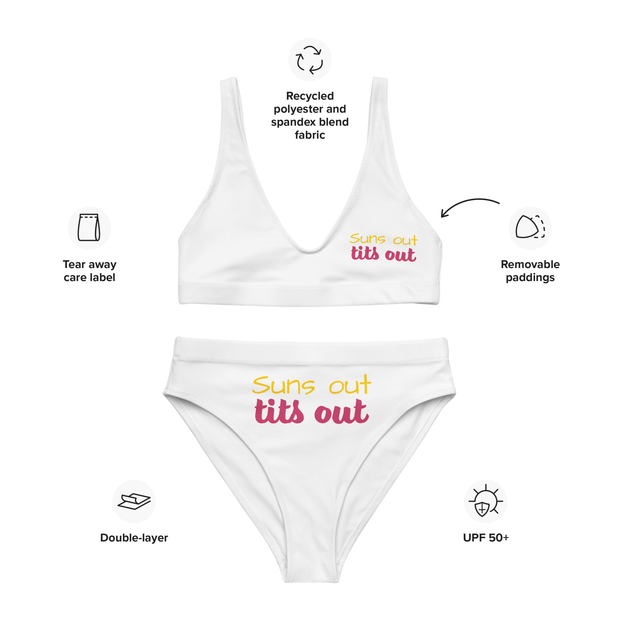 Suns out white - Recycled high-waisted bikini