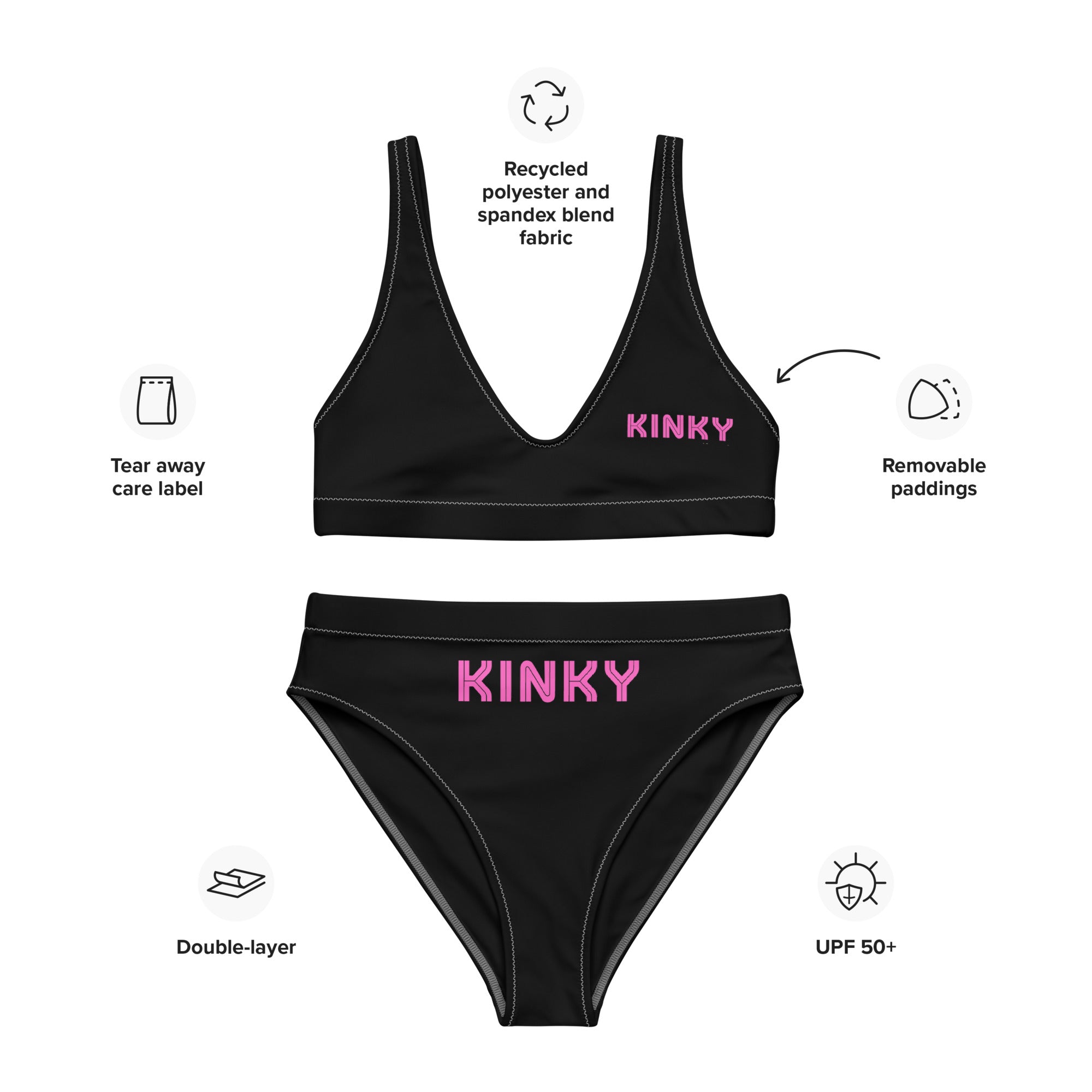 Kinky black - Recycled high-waisted bikini