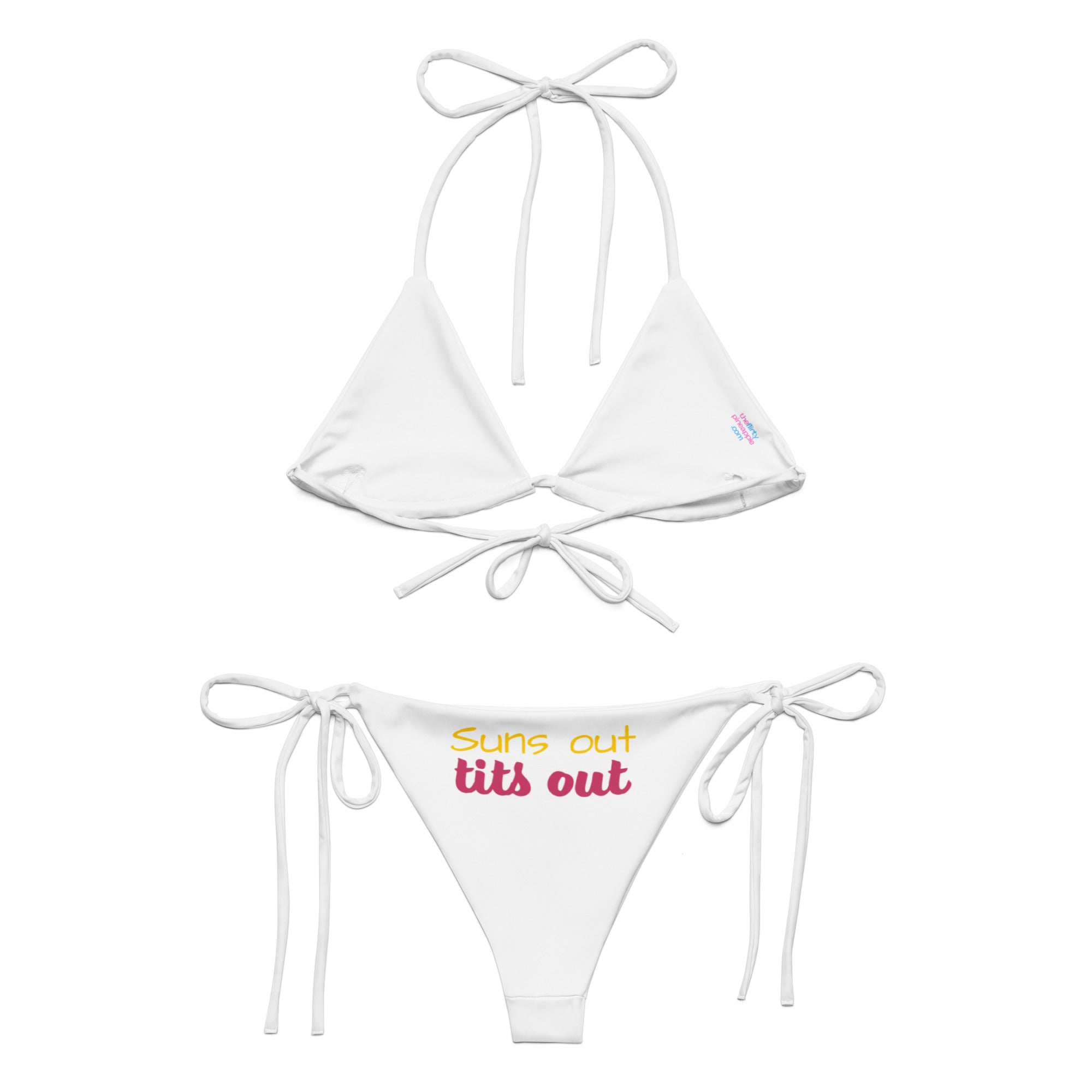Suns out white - All-over print recycled string bikini