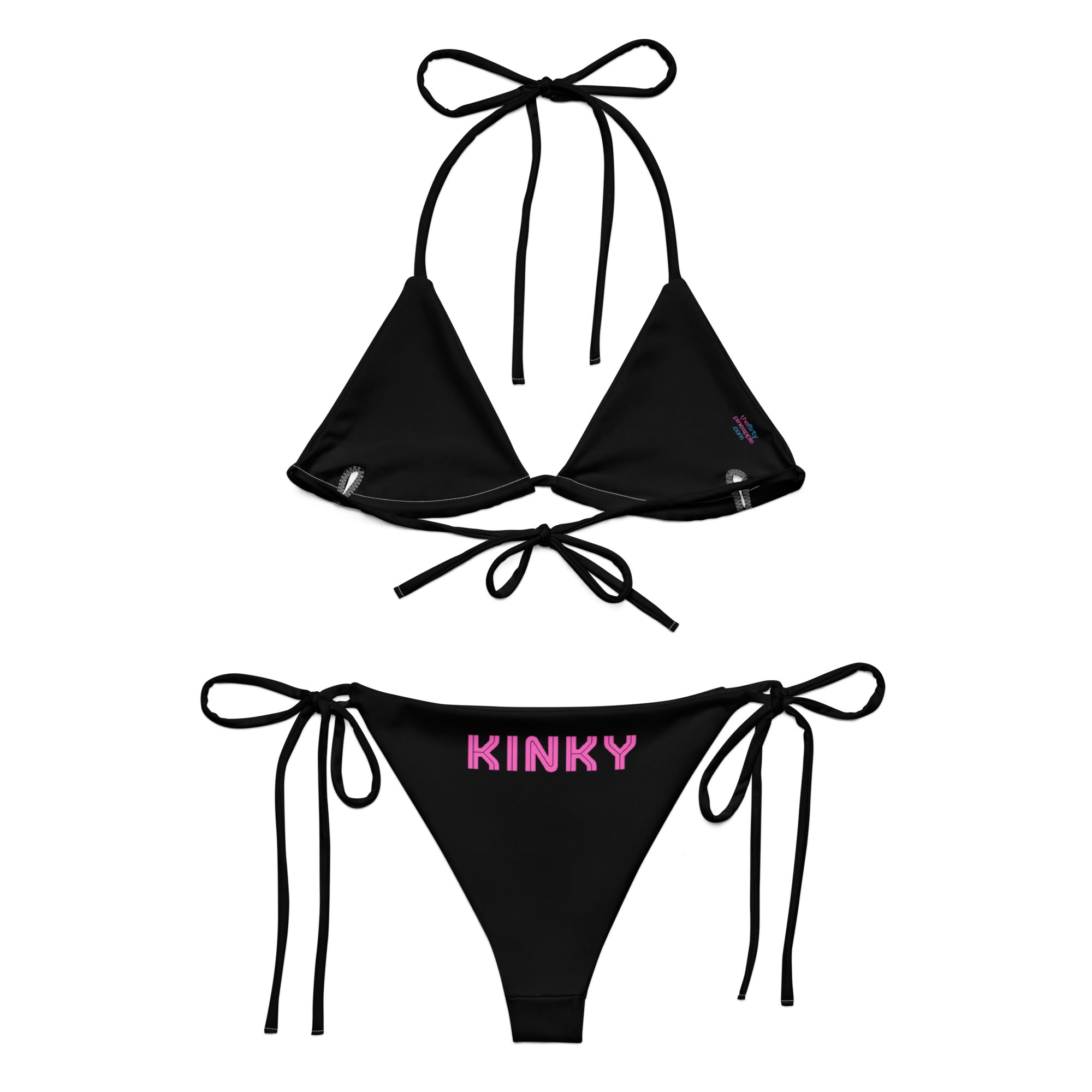 Kinky black - All-over print recycled string bikini