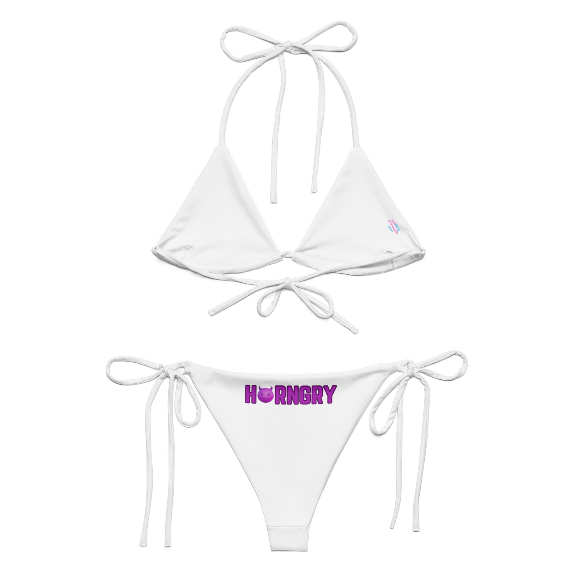 Horngry white - All-over print recycled string bikini