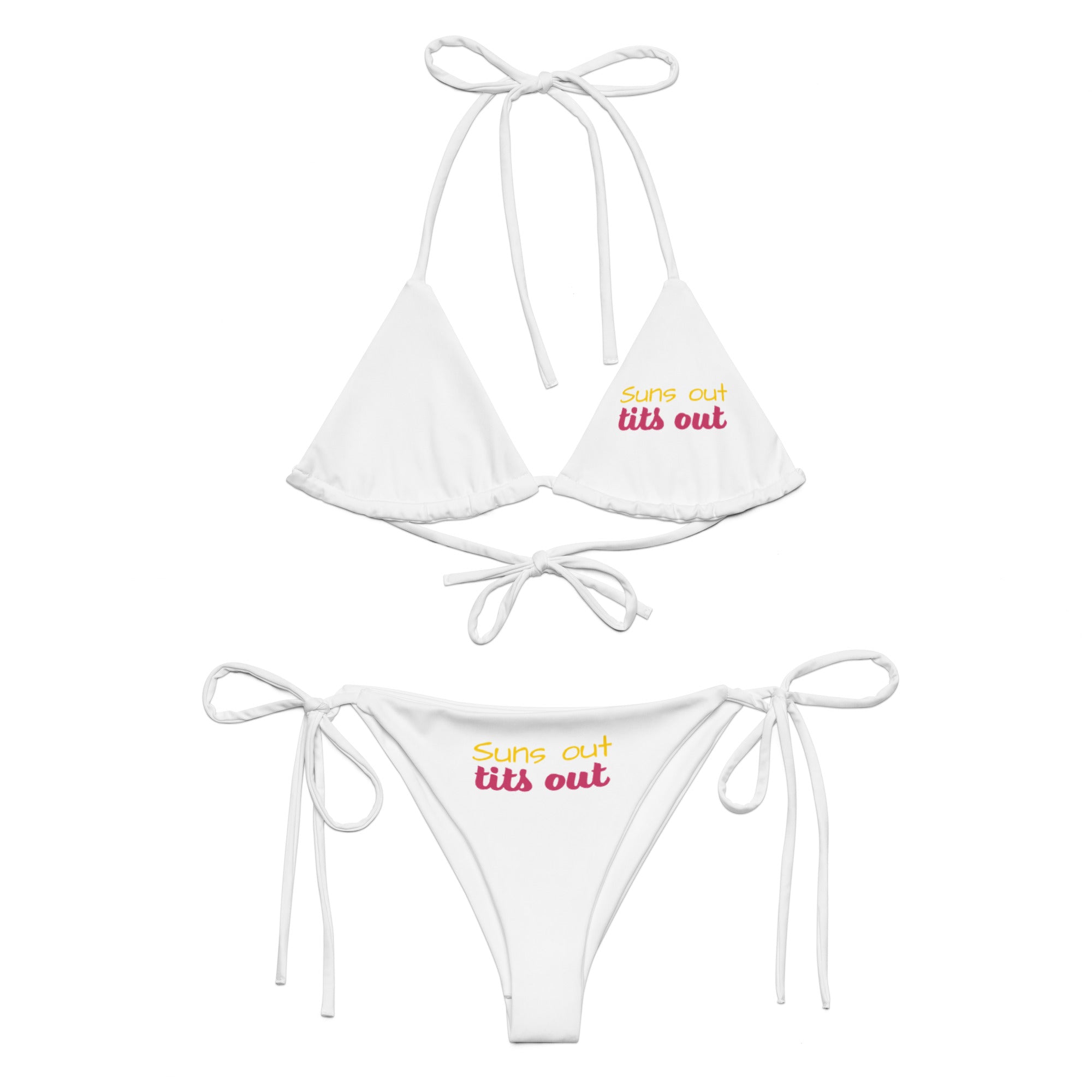 Suns out white - All-over print recycled string bikini