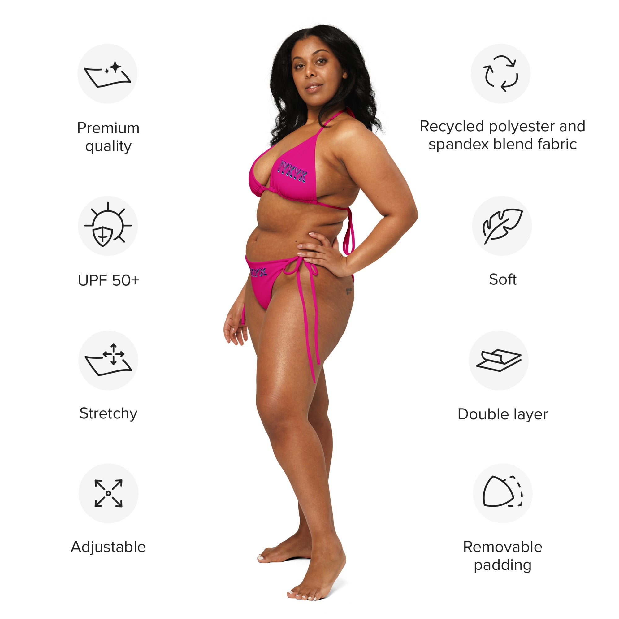 IYKYK pink - All-over print recycled string bikini