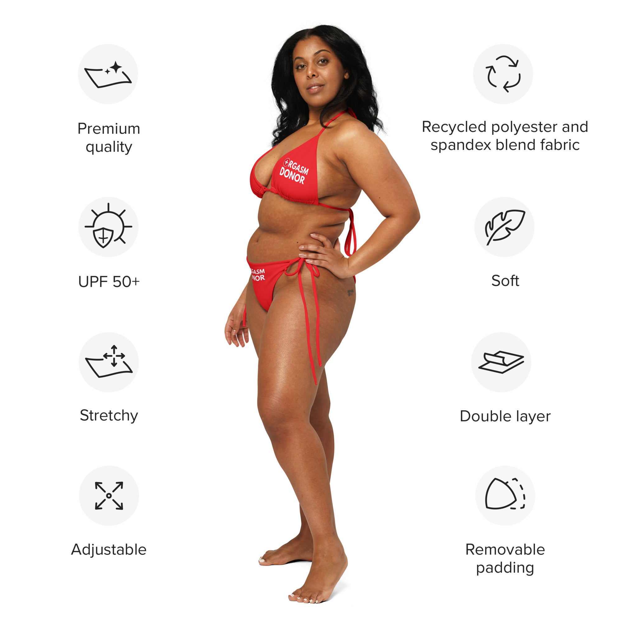 Orgasm donor - All-over print recycled string bikini